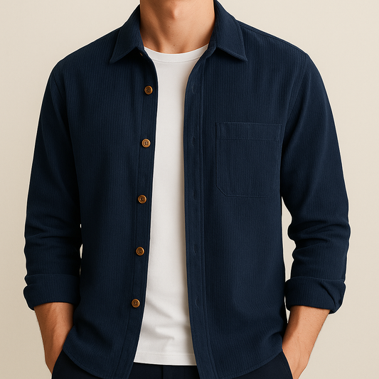 Men's Textured Corduroy Long Sleeve Shirt for men, view 2