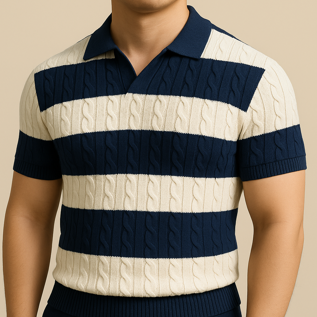 Ribbed Knit Polo for men, view 4
