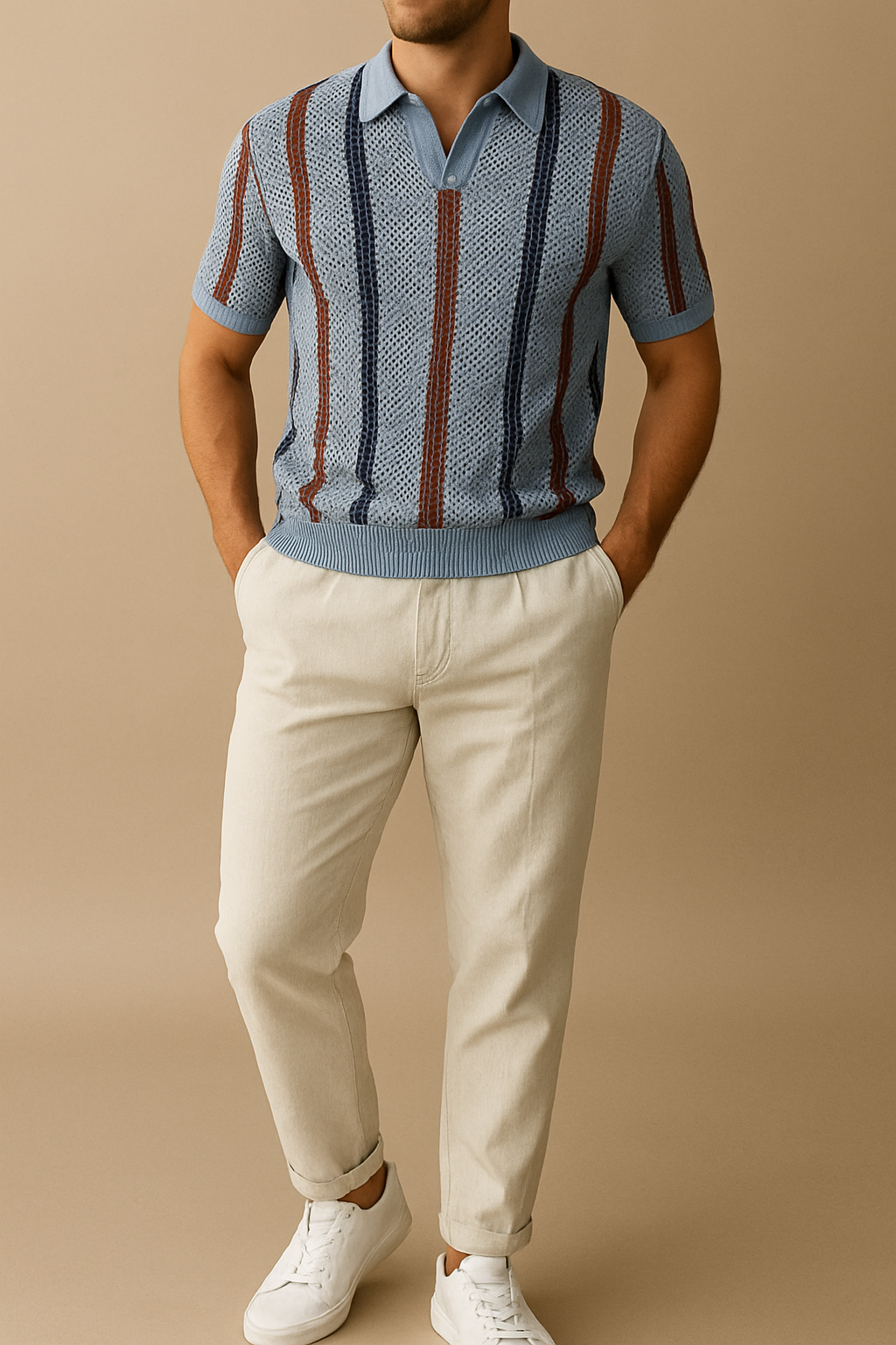 Striped Polo Trouser Set for men, view 4
