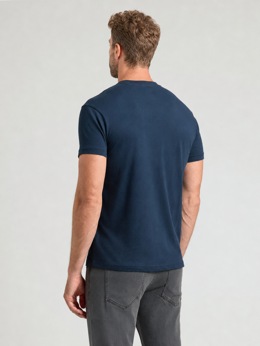 The Clean-Line Tee for men, navy, back view