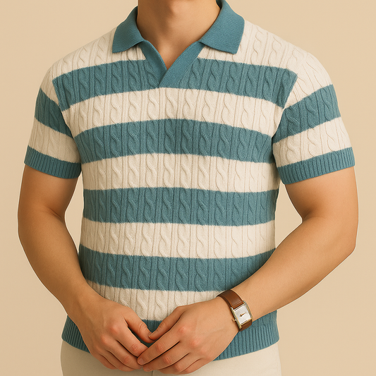 Ribbed Knit Polo for men, view 1