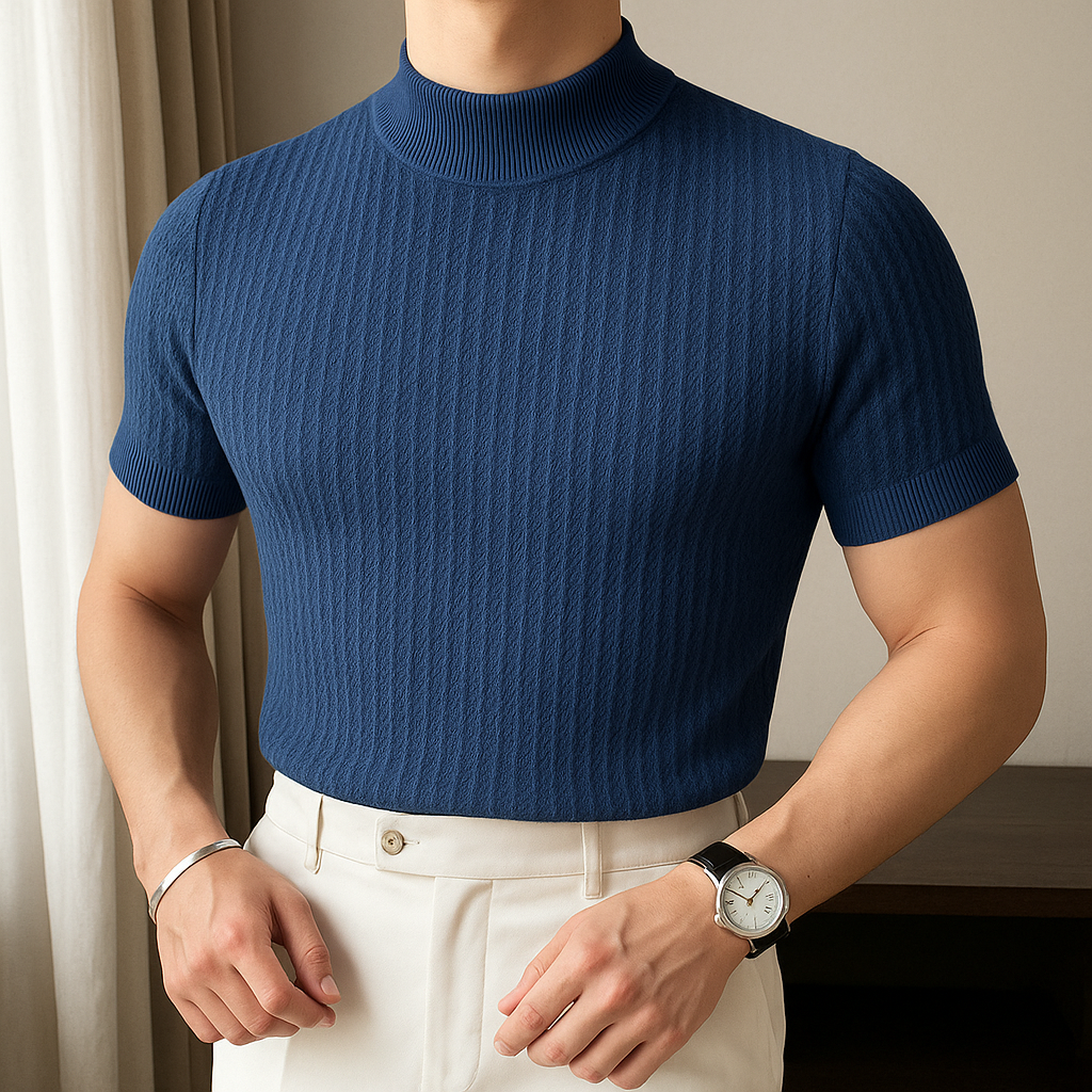 Men's Mock Turtleneck Ribbed Knit Tee for men, view 8