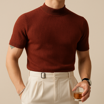 Men's Mock Turtleneck Ribbed Knit Tee for men, view 6