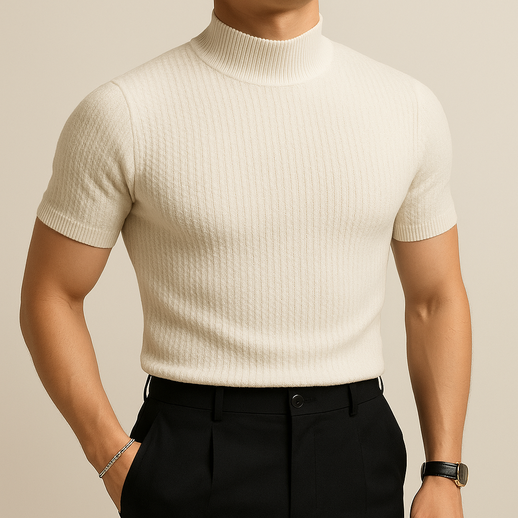 Men's Mock Turtleneck Ribbed Knit Tee for men, view 7