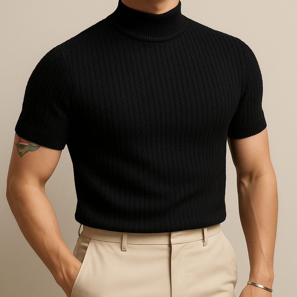 Men's Mock Turtleneck Ribbed Knit Tee for men, view 5