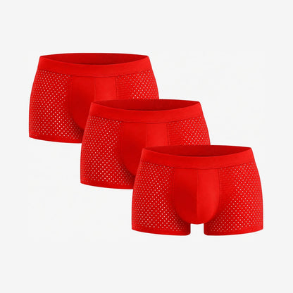 Bamboo Boxer Shorts Original Bold 3-pack for men, fiery-red