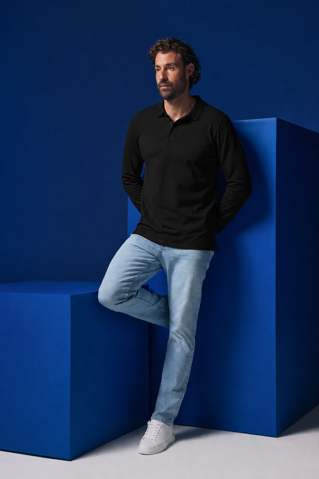 Bamboo Long Sleeve Polos 1-Pack for men, view 3