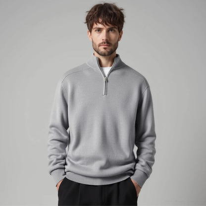 Lugano Merino Wool Half-Zip for men, gray