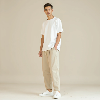 Santorini Linen-Cotton Pantalon for men, beige