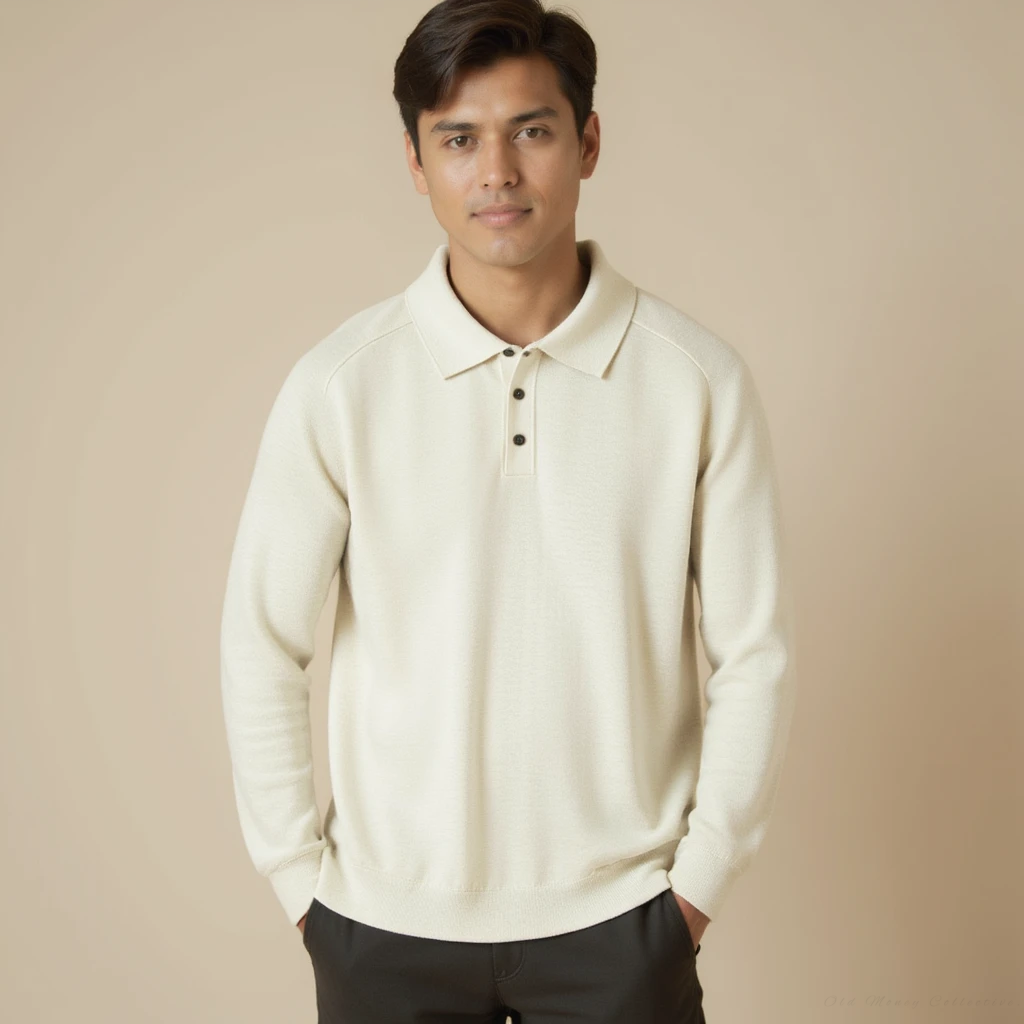 Torino Wool Polo for men, white
